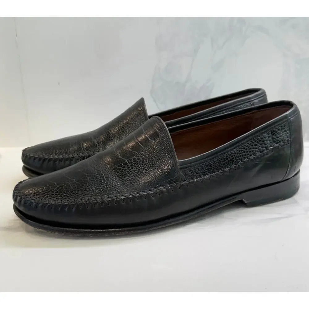 Johnston & Murphy Croc Embossed Leather Loafers Mens 10 Dress Office WORK